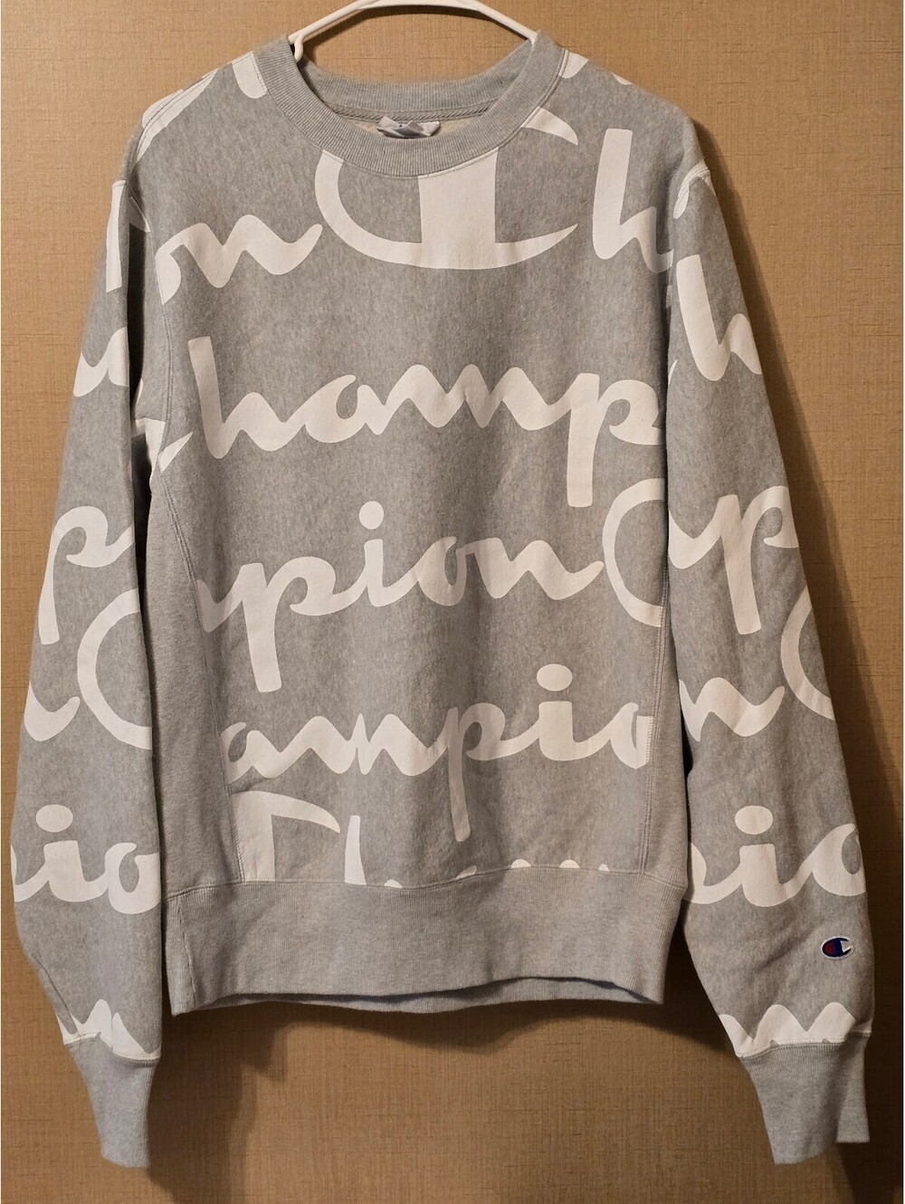 Champion Reverse Weave All Over Print Grey Crewneck Sweatshirt Medium